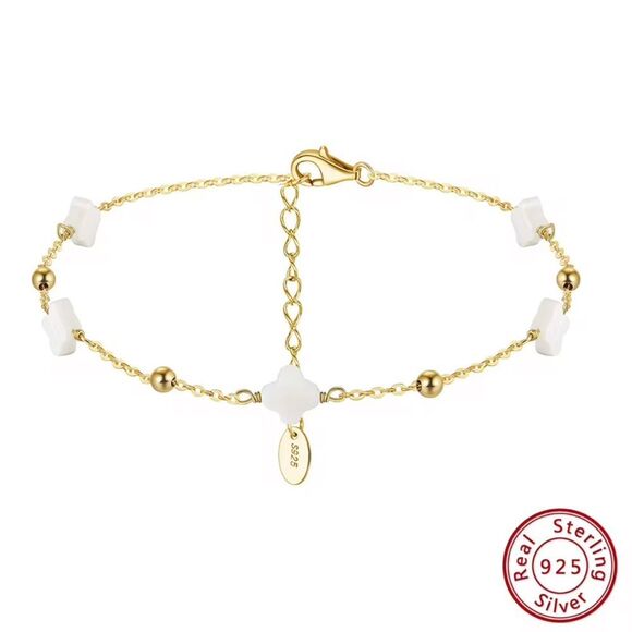 ENA925 14k over Sterling Silver Anklet - Picture 1 of 5